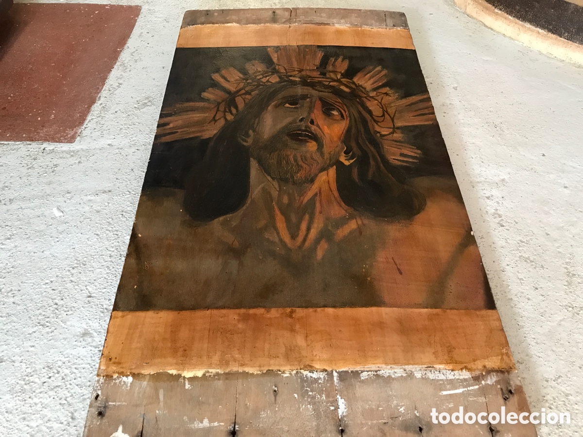Arte: Cabeza cristo pintada sobre tabla. - Foto 9