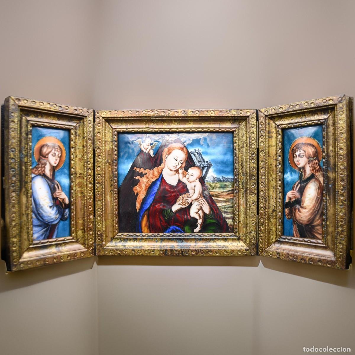 Arte: Bello e importante tr&iacute;ptico en esmalte - Foto 2