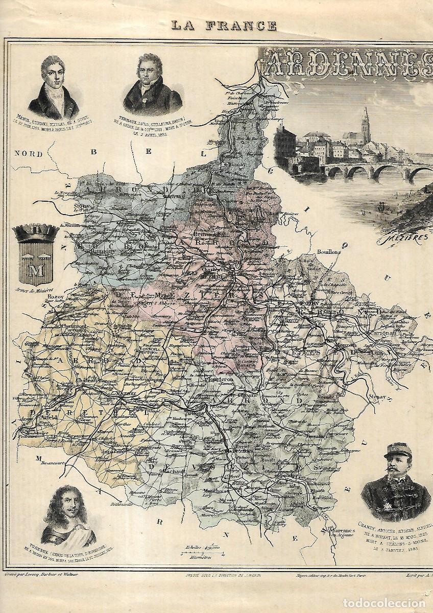 Arte: E251- GRABADO - FRANCES - MAPA DE LAS ARDENAS - Foto 1