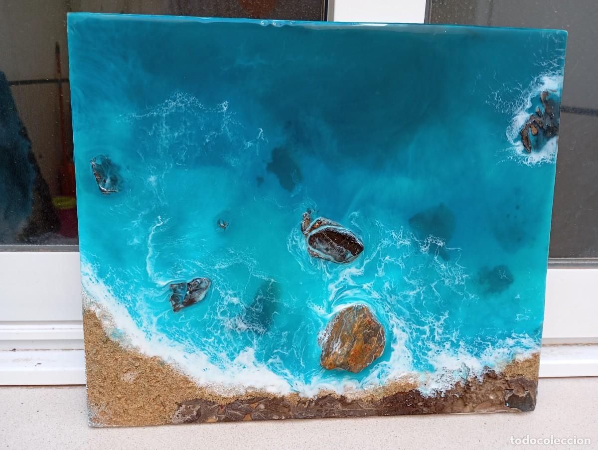 Arte: cuadro playa acantilado - Foto 1