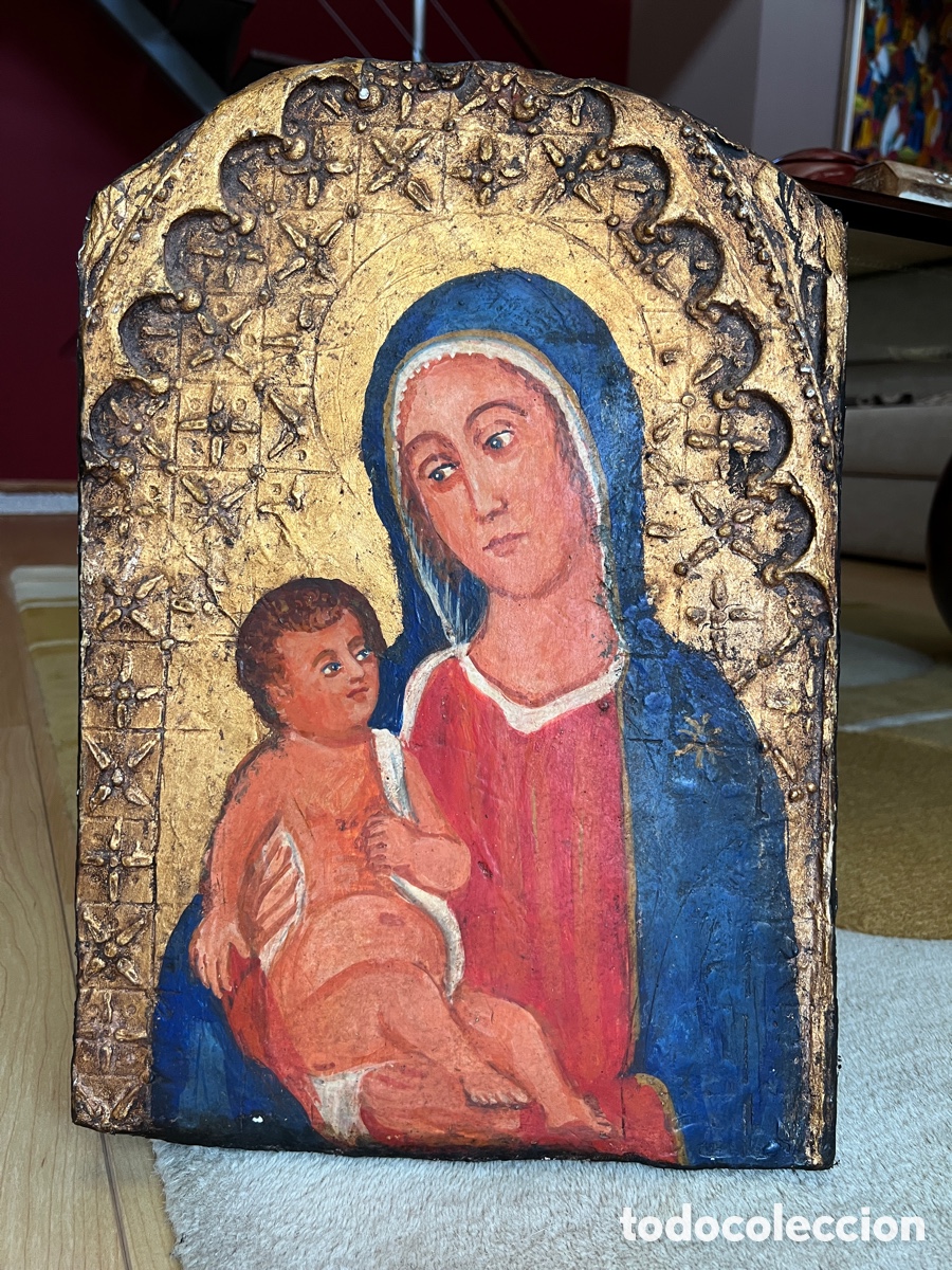 Arte: Pintura religiosa sobre tabla - Foto 1