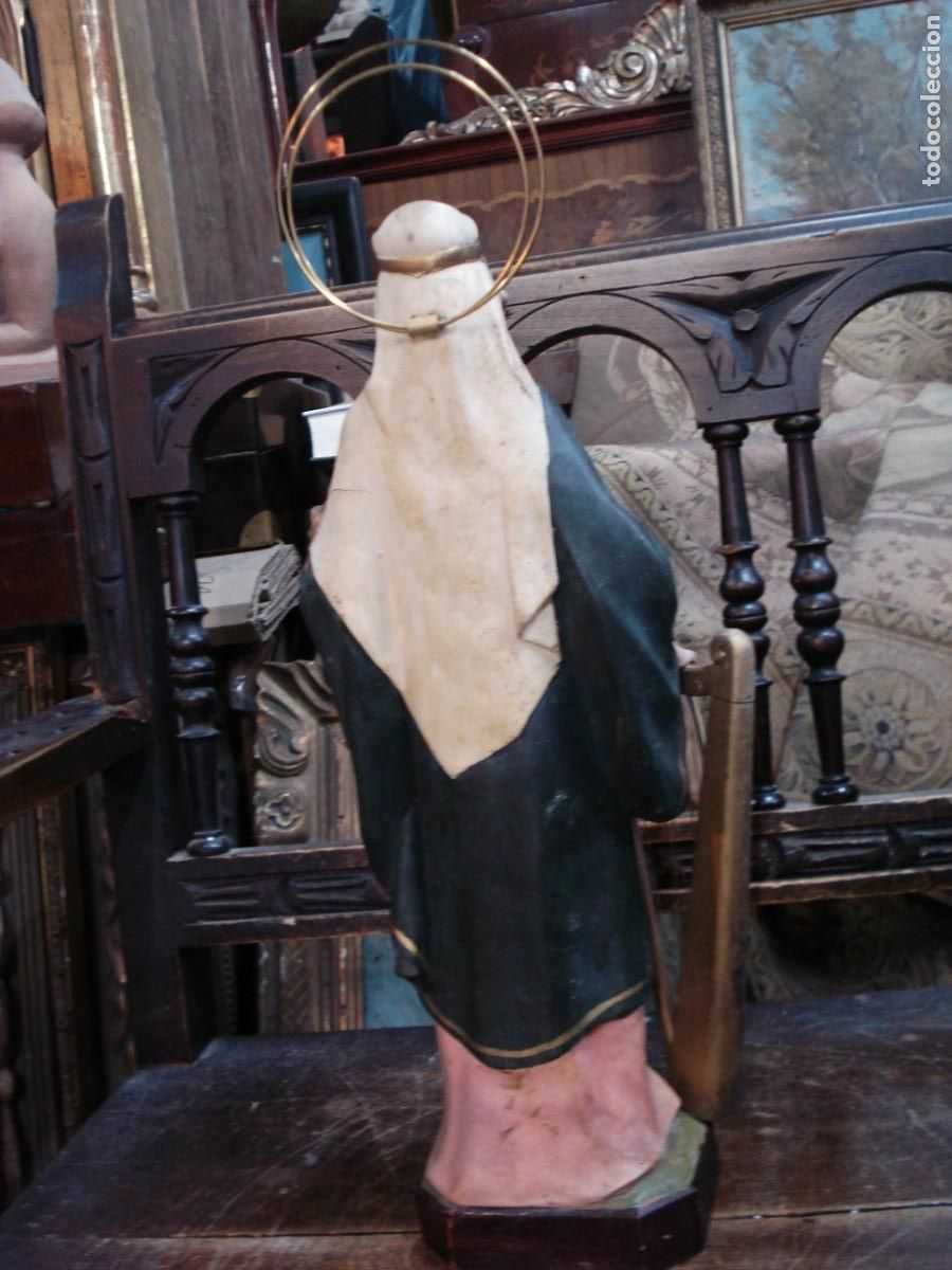 Arte: Santa Cecilia con Arpa de madera - Foto 3