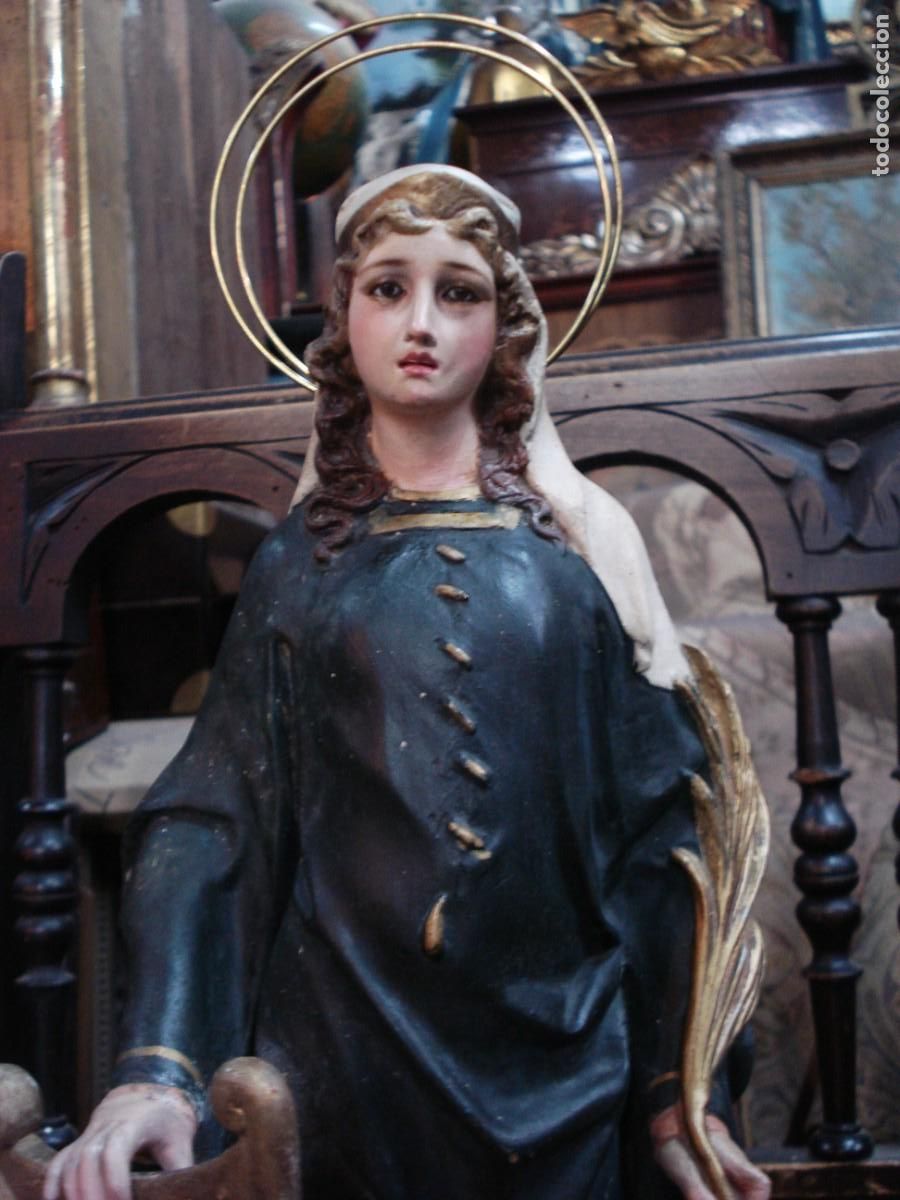 Arte: Santa Cecilia con Arpa de madera - Foto 5