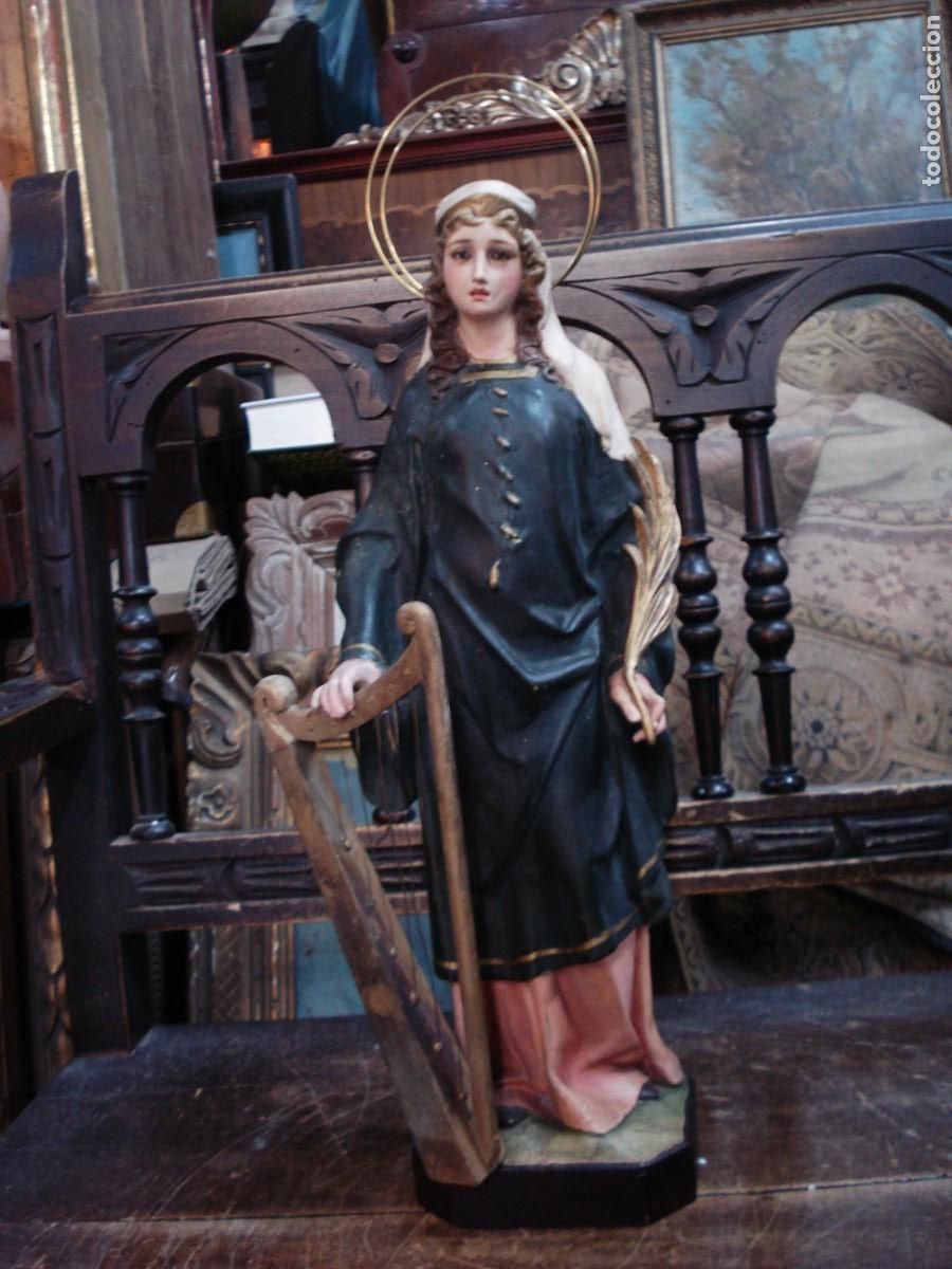 Arte: Santa Cecilia con Arpa de madera - Foto 4