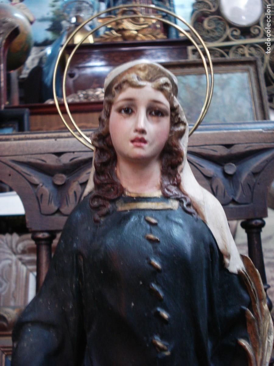 Arte: Santa Cecilia con Arpa de madera - Foto 6