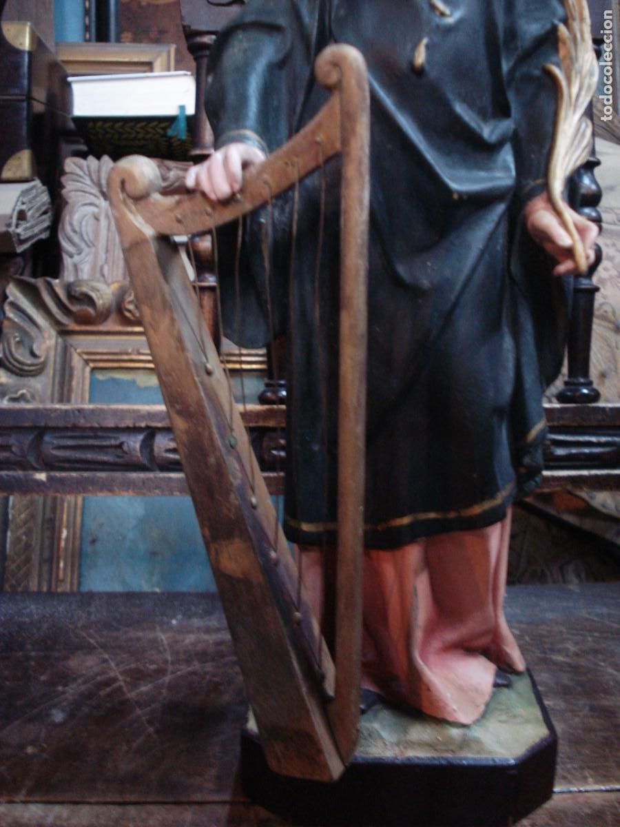 Arte: Santa Cecilia con Arpa de madera - Foto 2