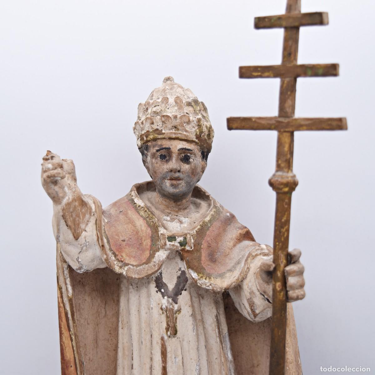 Arte: Talla de madera San Gregorio S. XIX - Foto 2