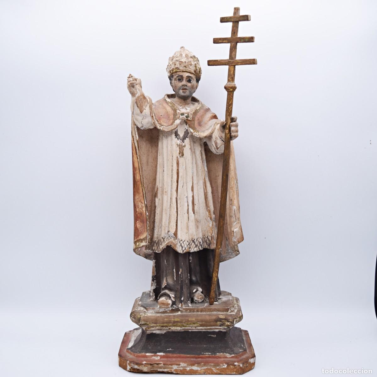 Arte: Talla de madera San Gregorio S. XIX - Foto 6