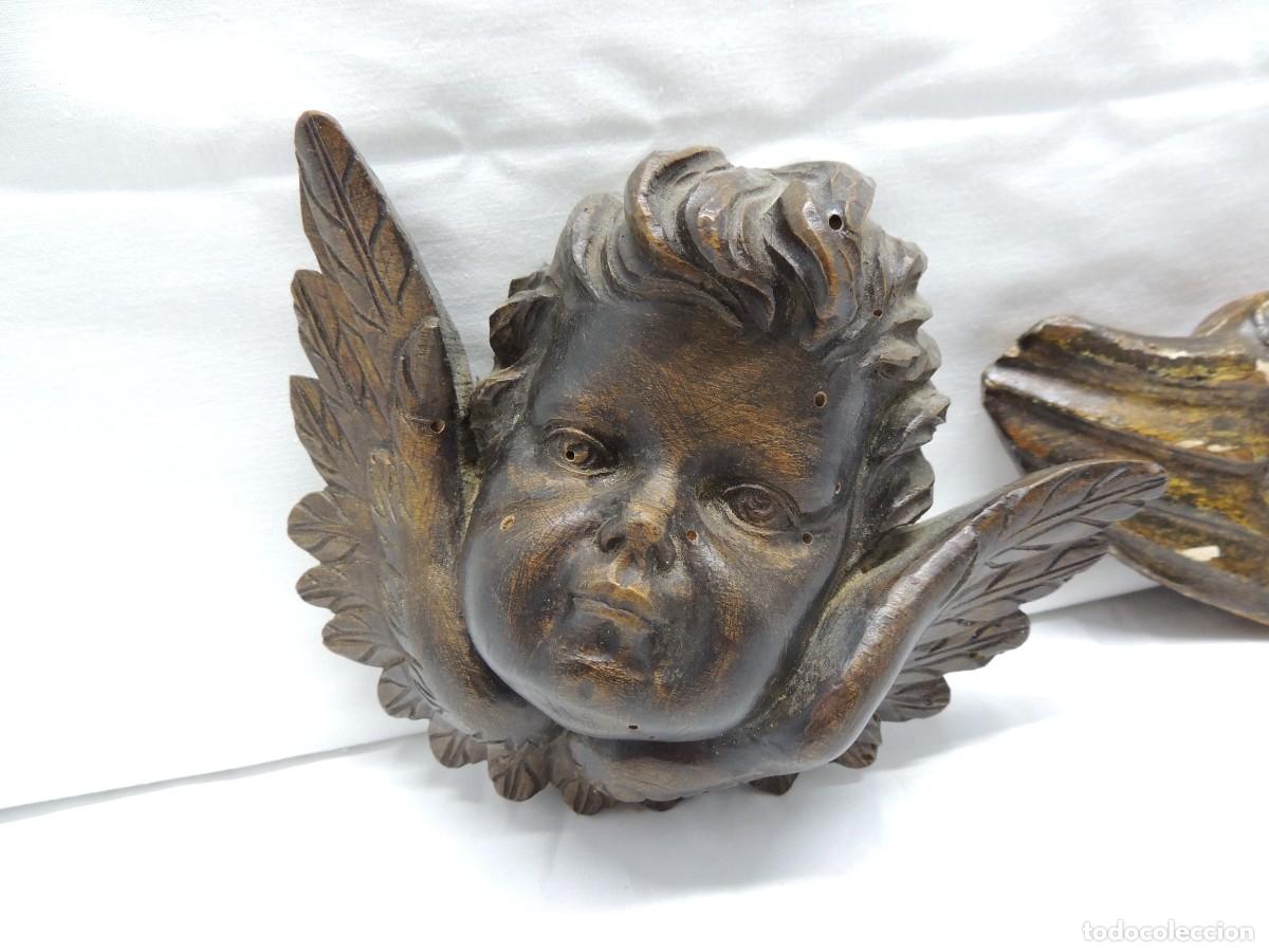 Arte: CABEZAS ANGELES - TALLA DE MADERA - Foto 3