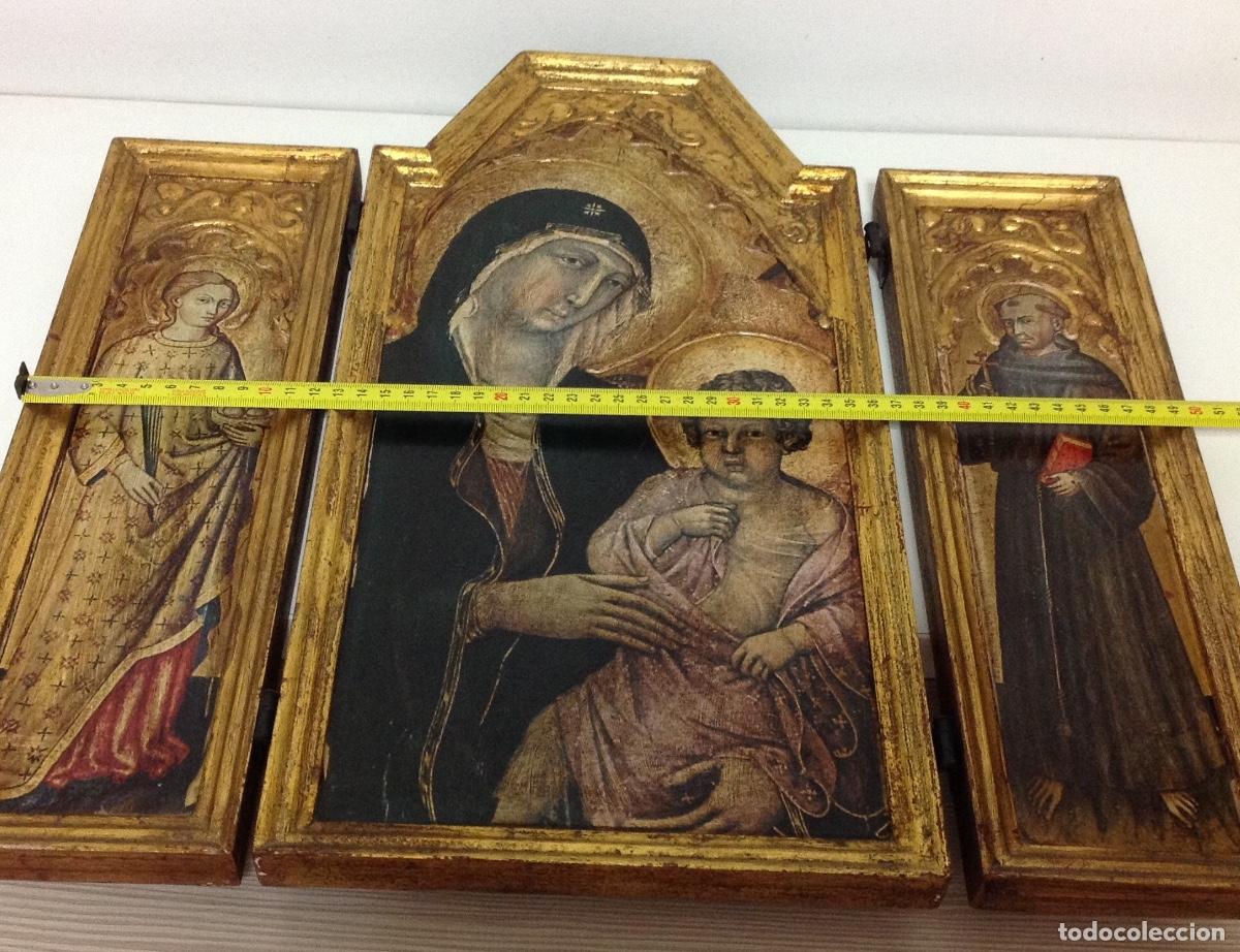 Arte: Tr&iacute;ptico religioso - Virgen con el ni&ntilde;o en el trono - Foto 6