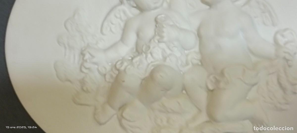 Arte: PLACA OVALADA EN MARMOL BLANCO TALLADO; - Foto 4