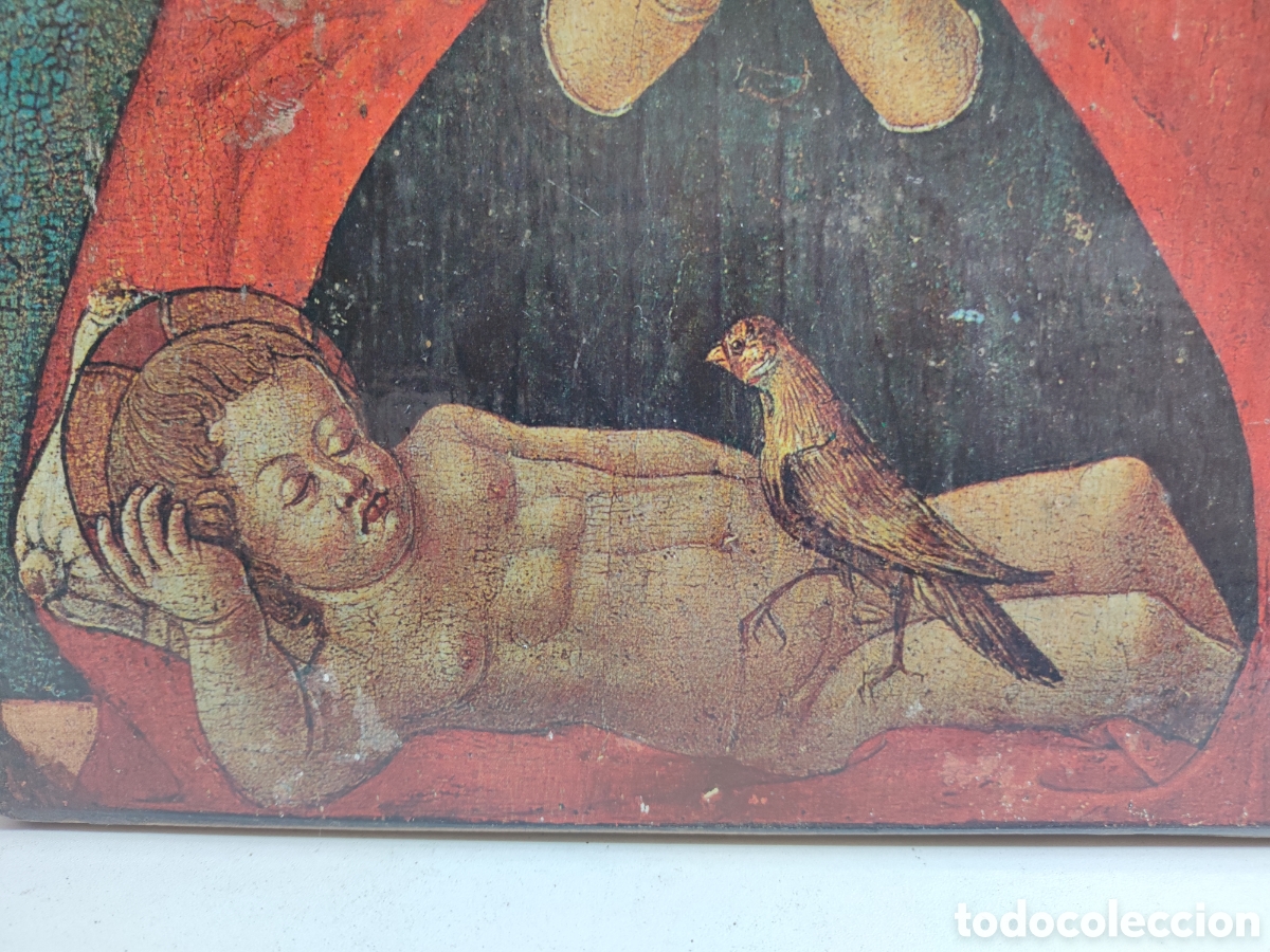 Arte: Tabla virgen con ni&ntilde;o del pajarito - Foto 3