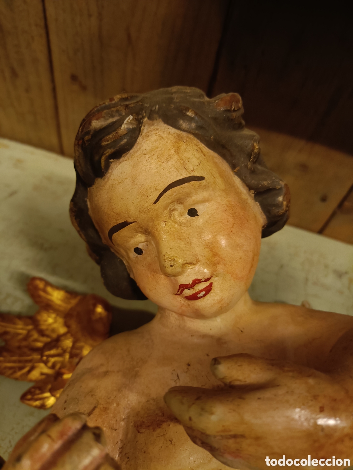 Arte: Querub&iacute;n de madera policromado - Foto 4