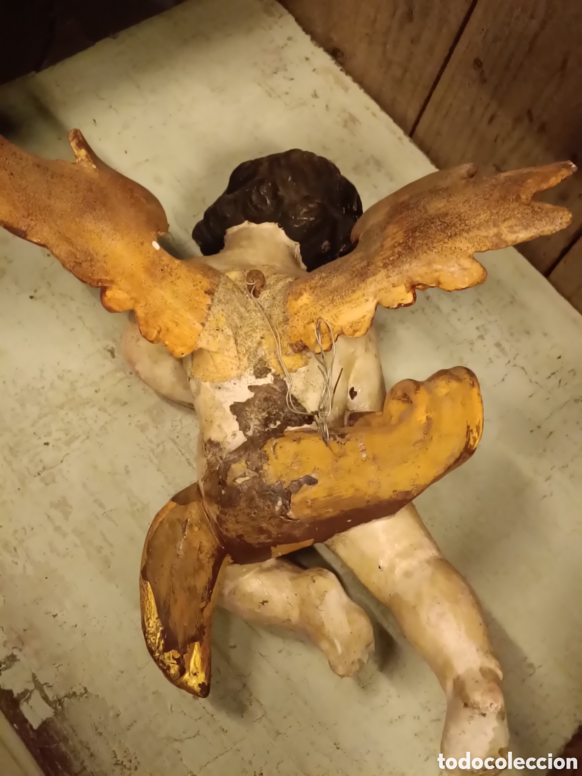 Arte: Querub&iacute;n de madera policromado - Foto 5
