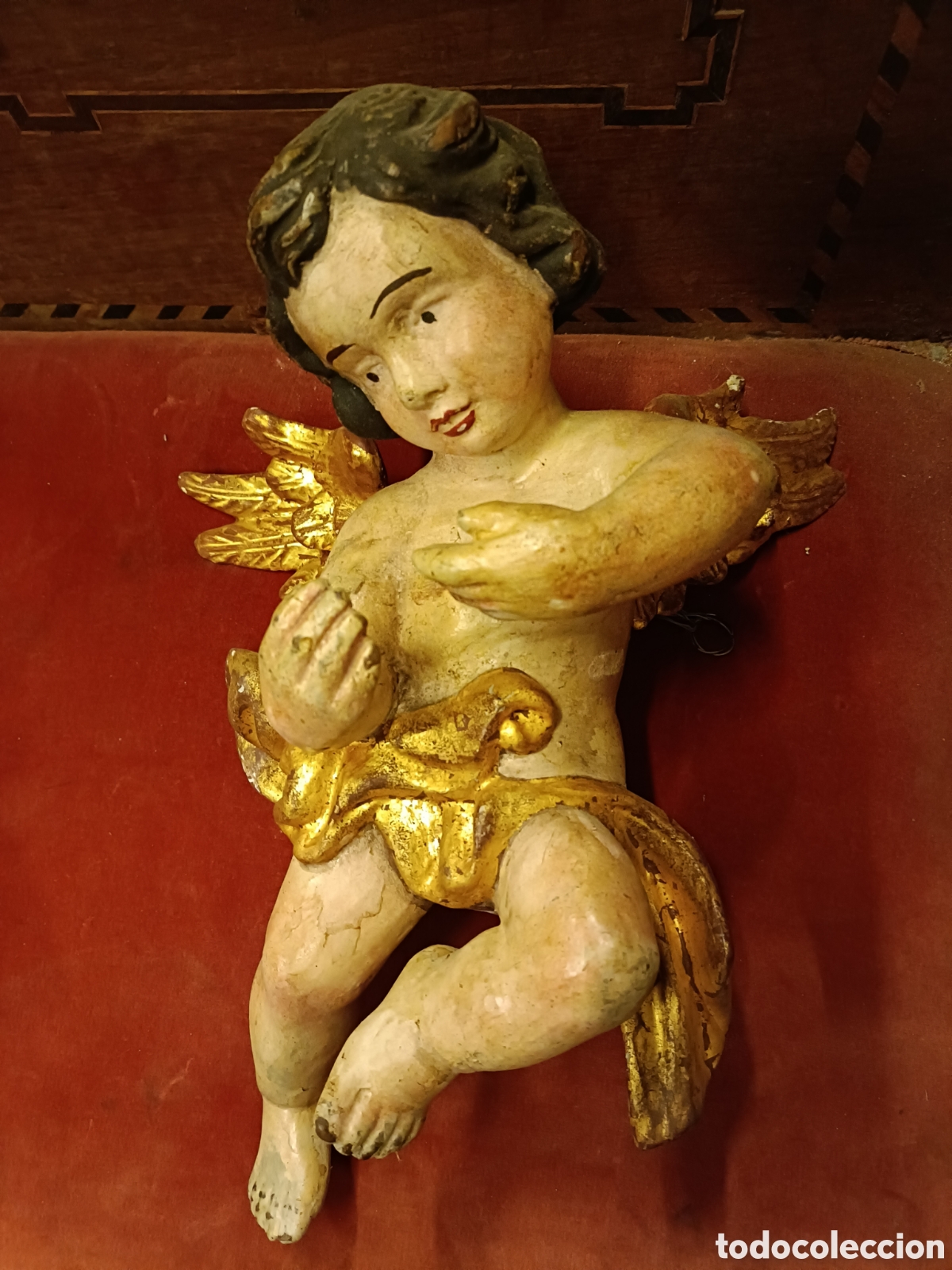 Arte: Querub&iacute;n de madera policromado - Foto 1