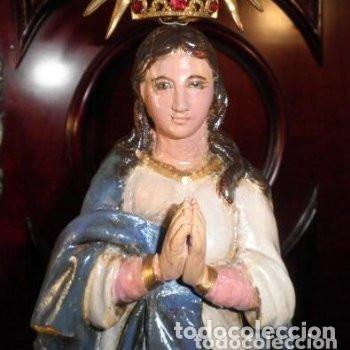Arte: VIRGEN INMACULADA EN MADERA MACIZA. POSIBLEMENTE BARROCA - Foto 16