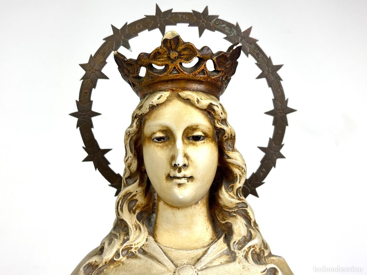 Arte: VIRGEN INMACULADA CONCEPCI&Oacute;N - ESTUCO - 65 CM - Foto 2