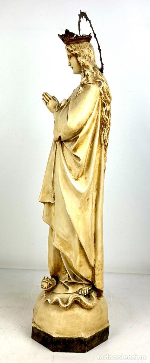 Arte: VIRGEN INMACULADA CONCEPCI&Oacute;N - ESTUCO - 65 CM - Foto 6