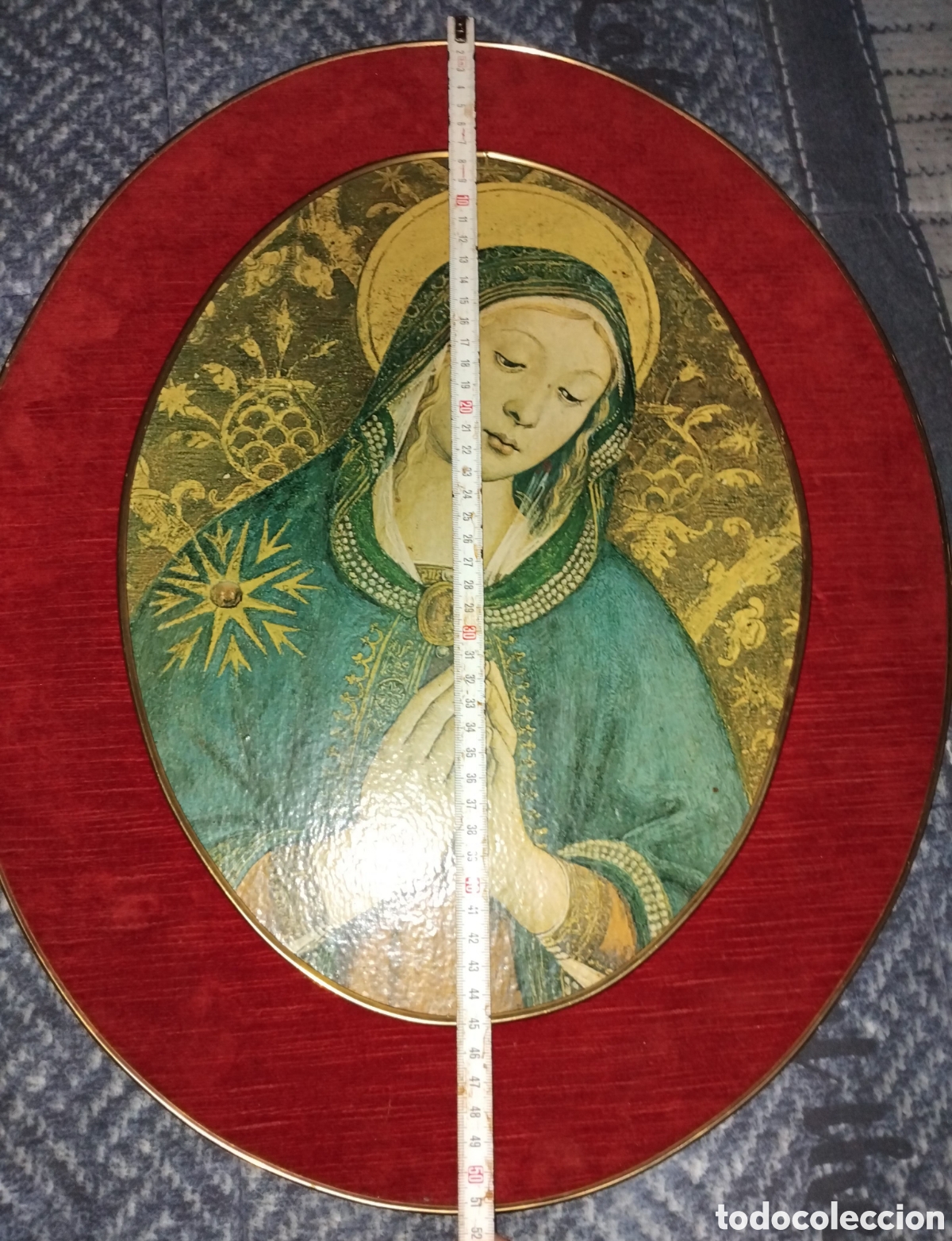 Arte: Cuadro ovalado antiguo virgen - Foto 4