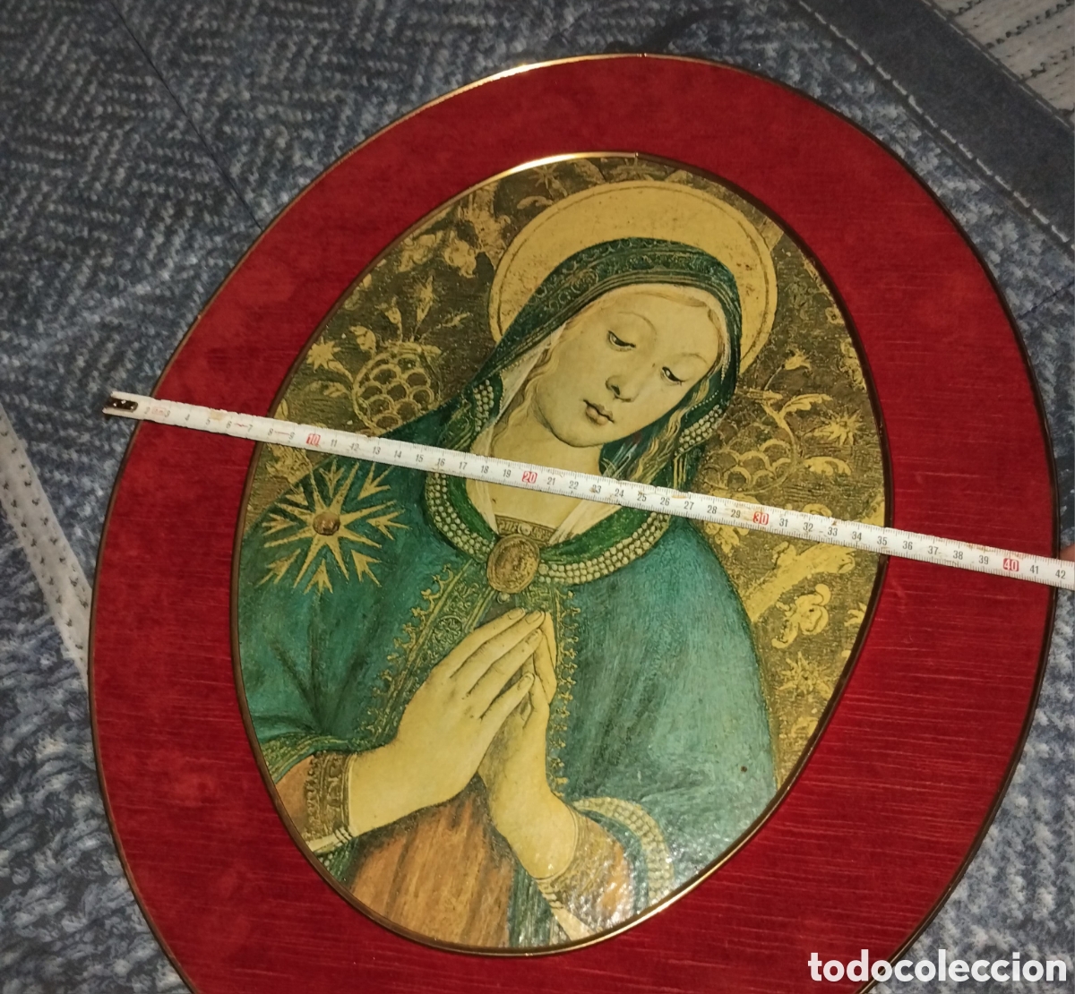 Arte: Cuadro ovalado antiguo virgen - Foto 5