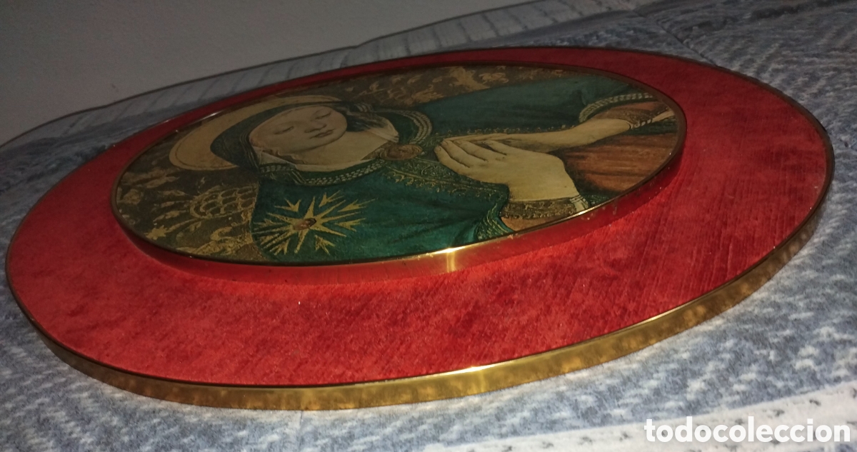 Arte: Cuadro ovalado antiguo virgen - Foto 6
