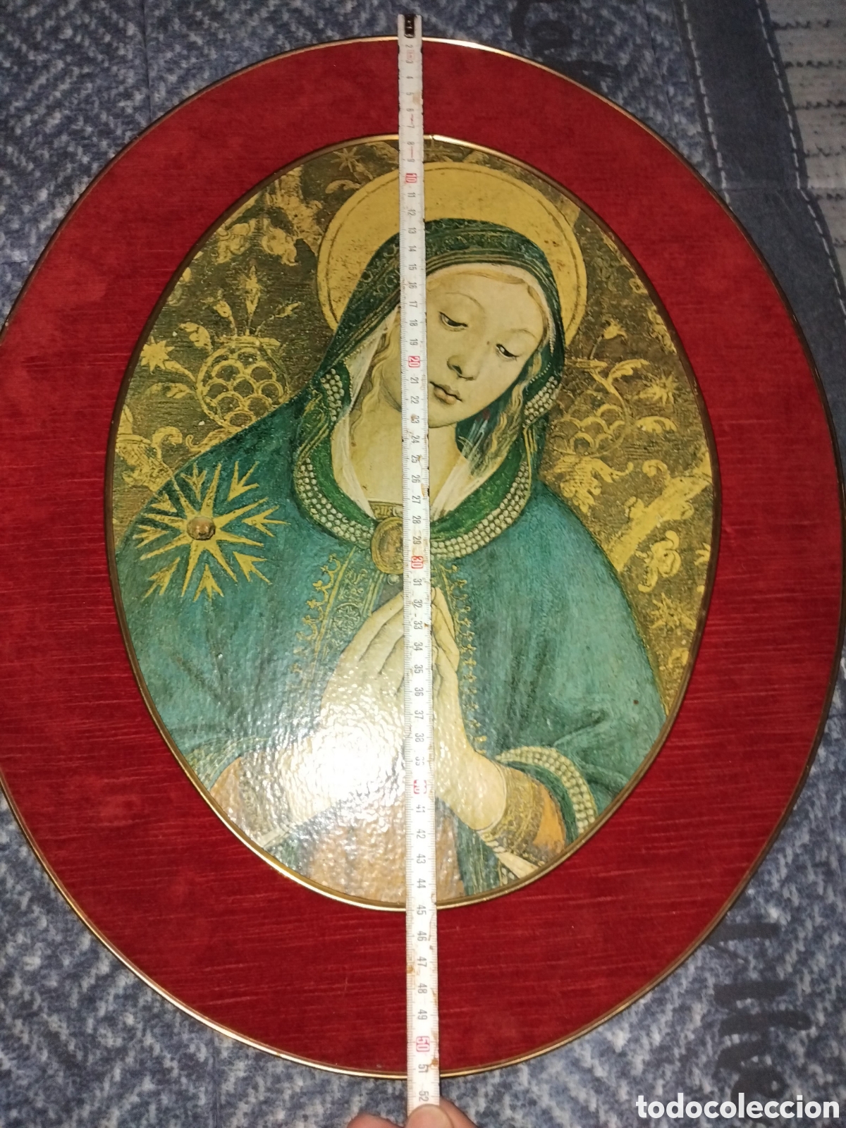 Arte: Cuadro ovalado antiguo virgen - Foto 7