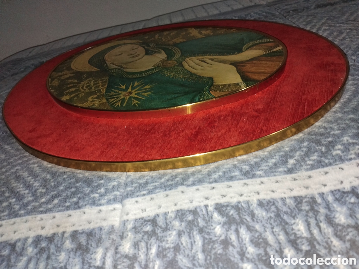 Arte: Cuadro ovalado antiguo virgen - Foto 8