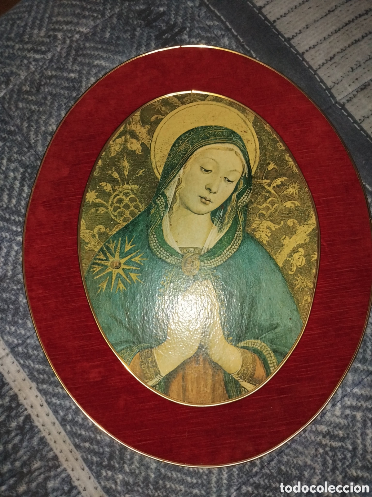 Arte: Cuadro ovalado antiguo virgen - Foto 9