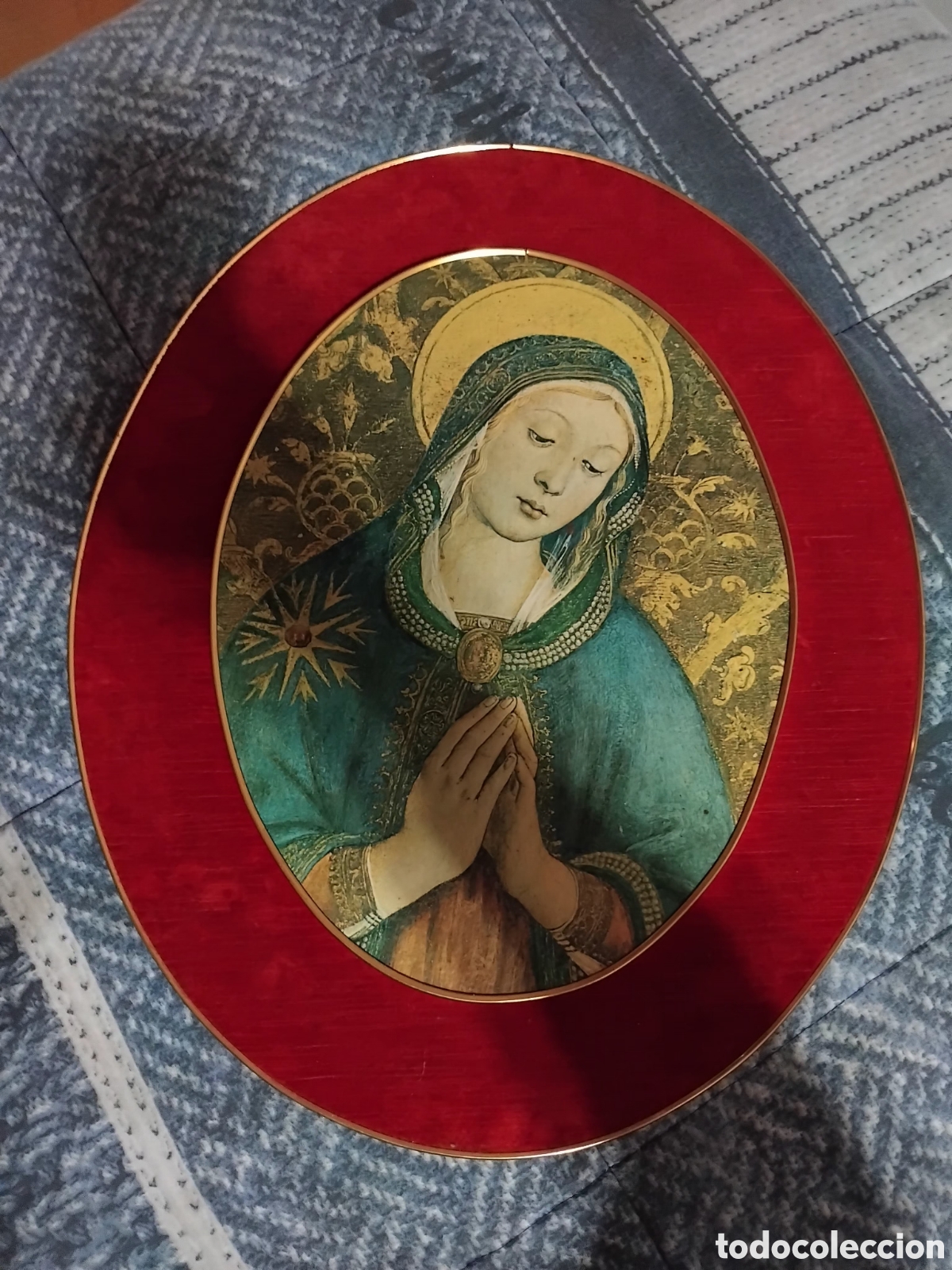 Arte: Cuadro ovalado antiguo virgen - Foto 10