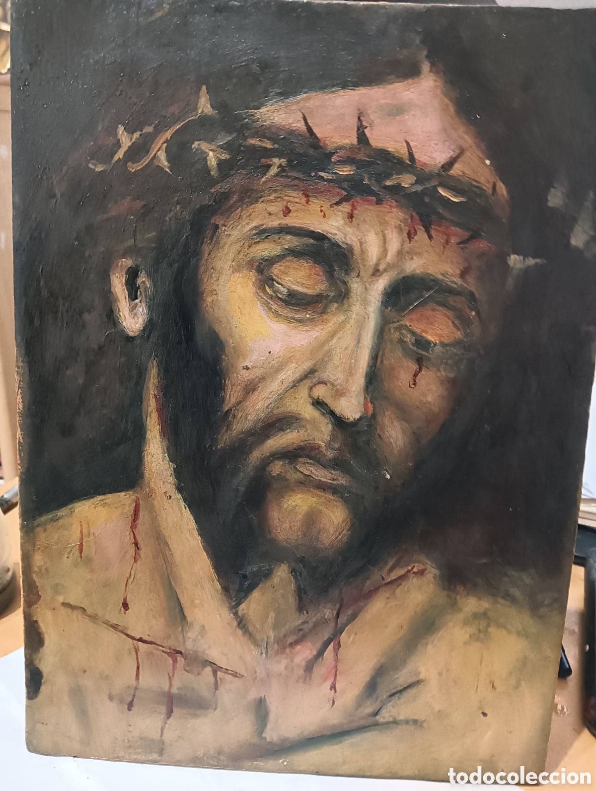 Arte: Tabla madera ECCE HOMO al oleo - Foto 1