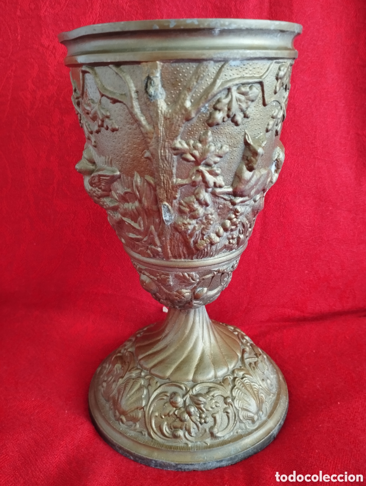 Arte: Antiguo C&aacute;liz de Calamina y bronce. - Foto 4