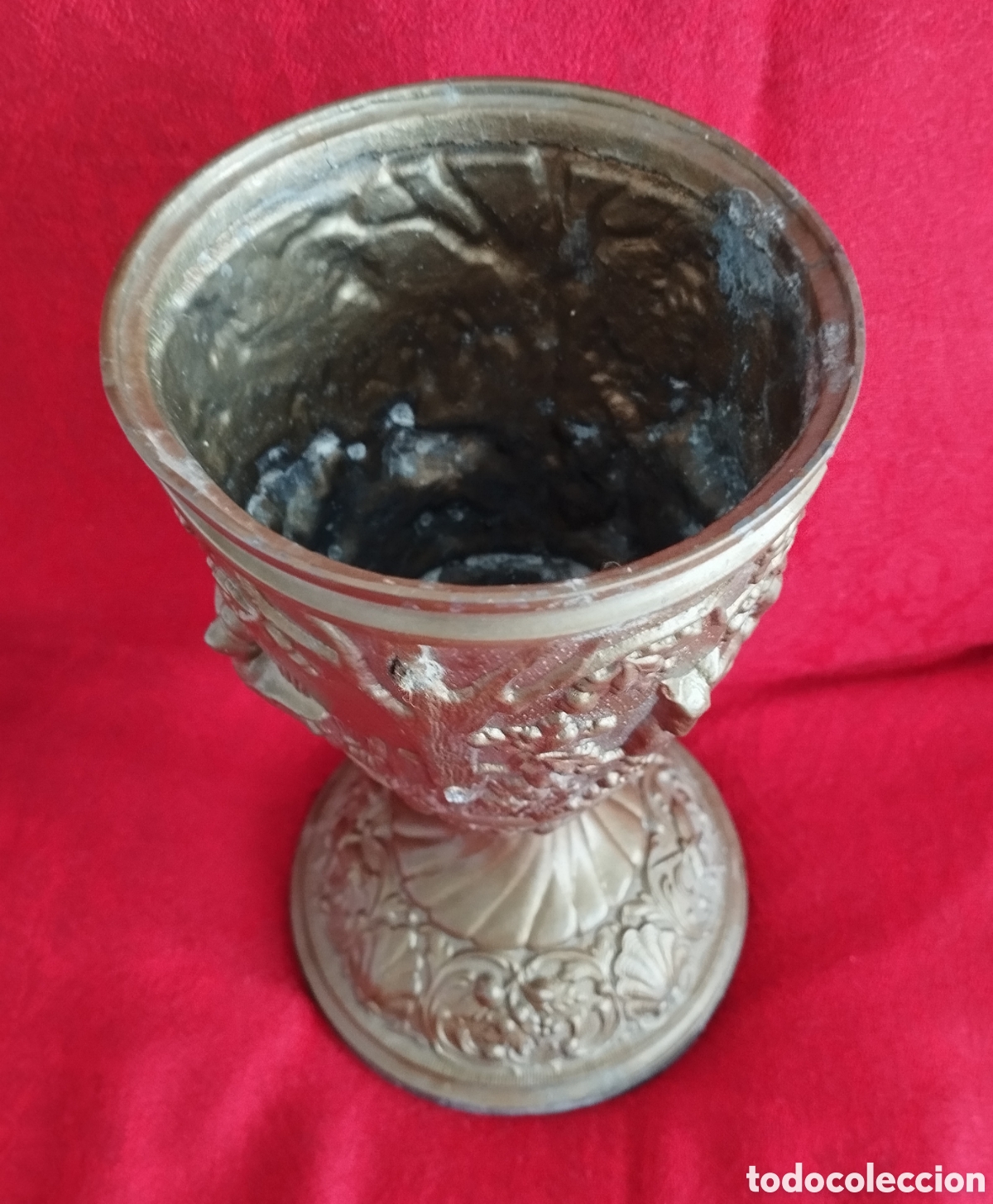 Arte: Antiguo C&aacute;liz de Calamina y bronce. - Foto 5