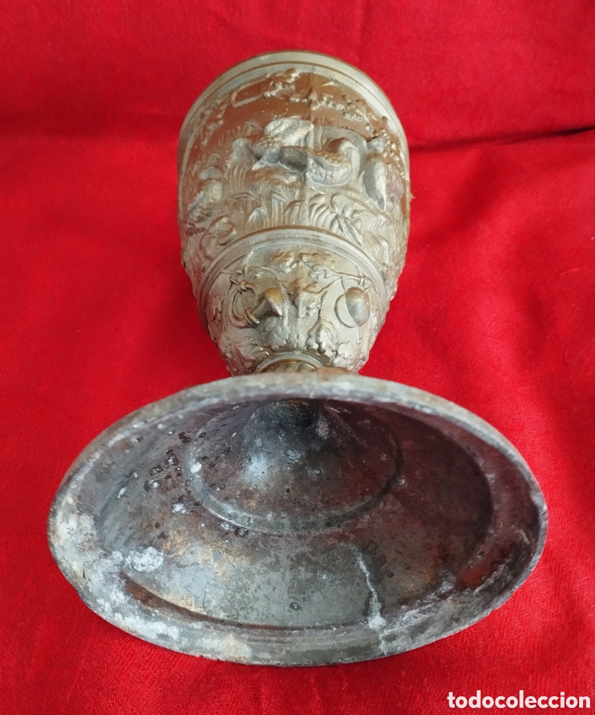 Arte: Antiguo C&aacute;liz de Calamina y bronce. - Foto 7