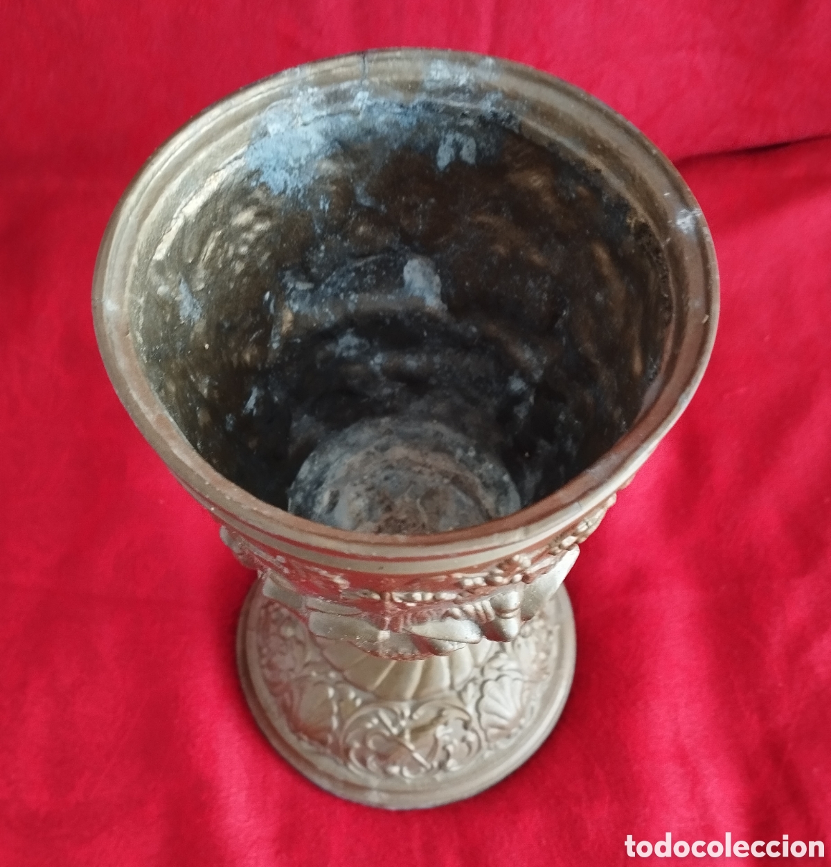 Arte: Antiguo C&aacute;liz de Calamina y bronce. - Foto 8