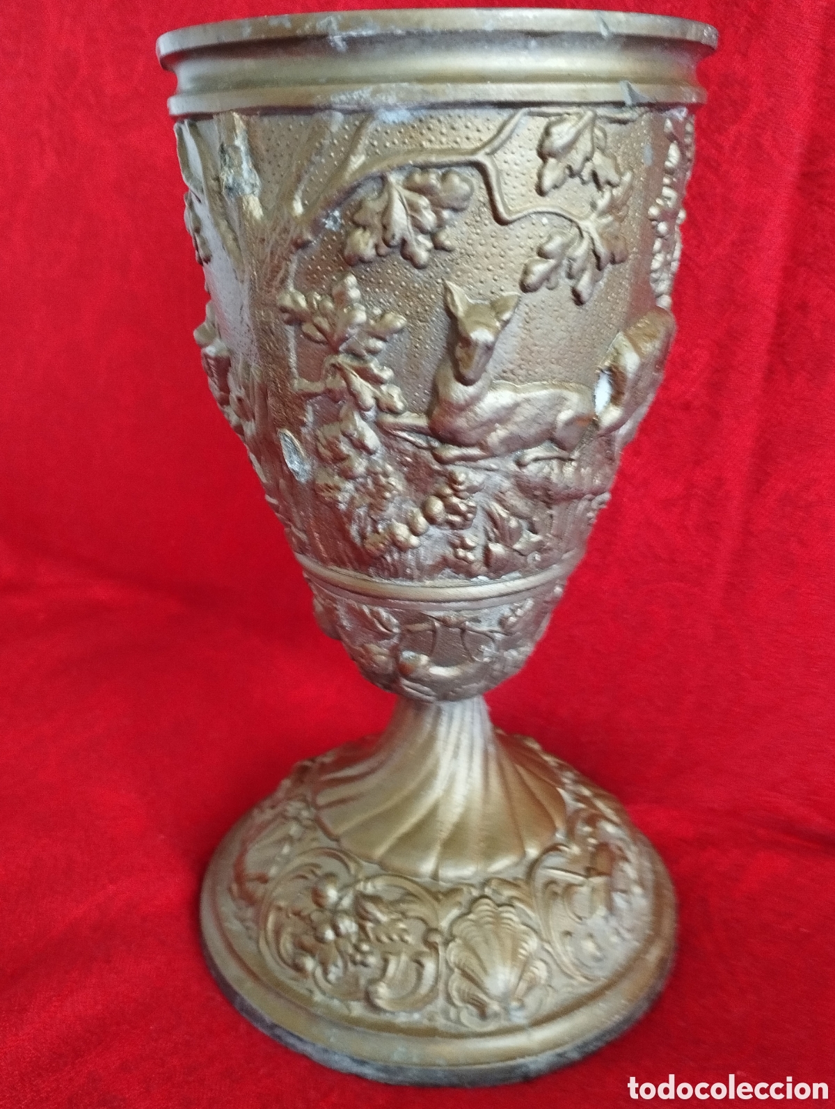 Arte: Antiguo C&aacute;liz de Calamina y bronce. - Foto 1