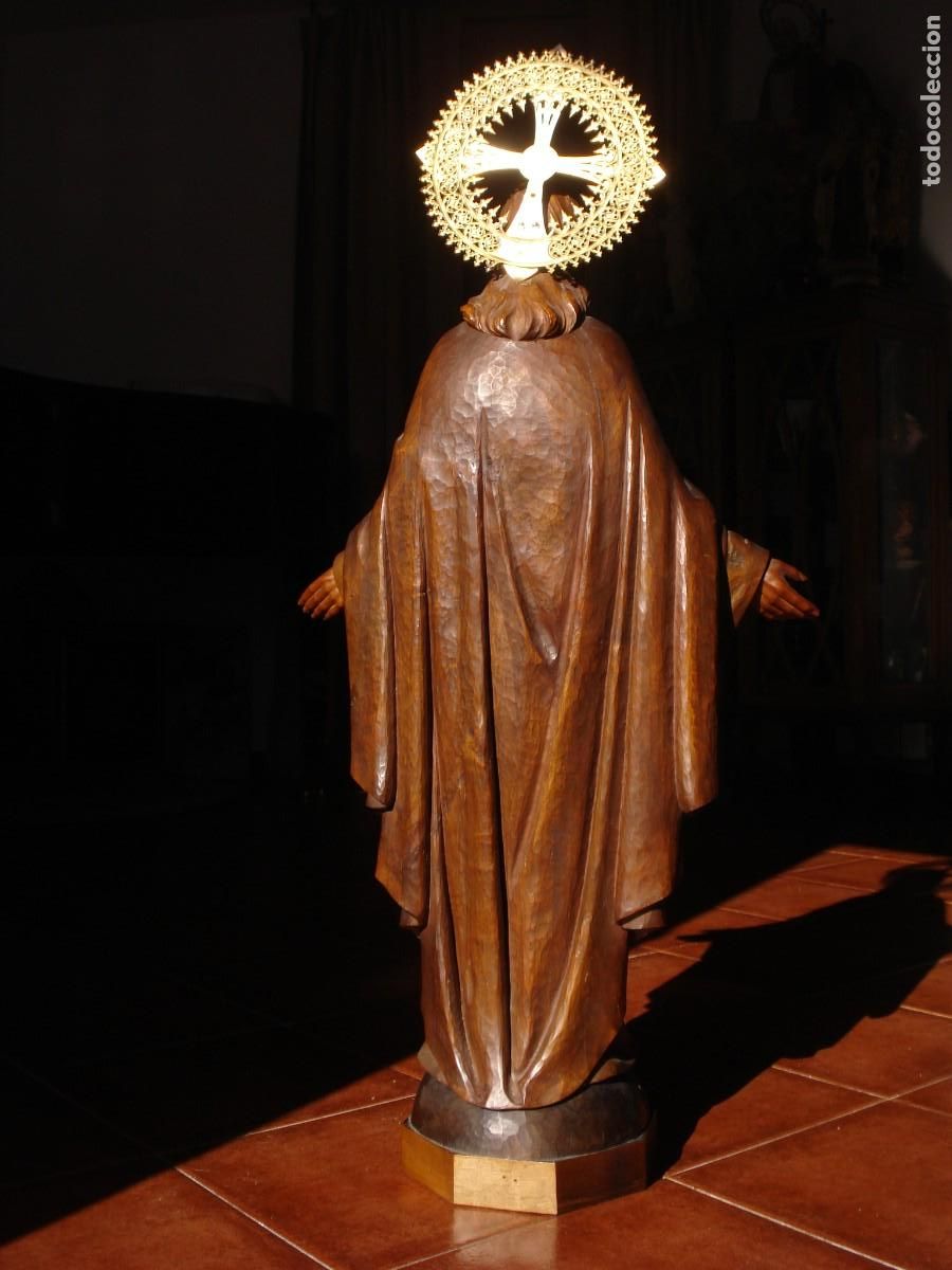 Arte: TALLA DE MADERA SAGRADO CORAZON 1900 - Foto 11