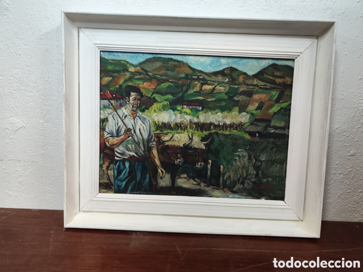 Arte: Oleo sobre tablet Escuela vasca - Foto 1