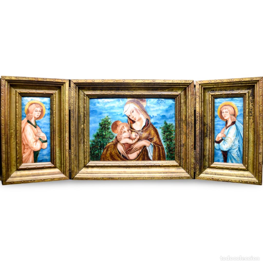 Arte: Tr&iacute;ptico religioso en esmalte - 65 cm - Foto 1