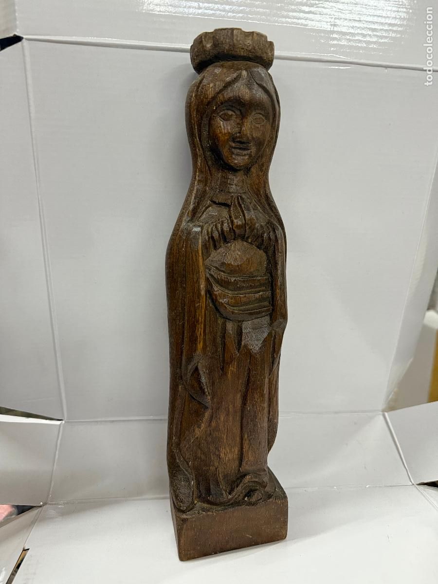 Arte: Virgen en talla de madera. Mide unos 33cms - Foto 5