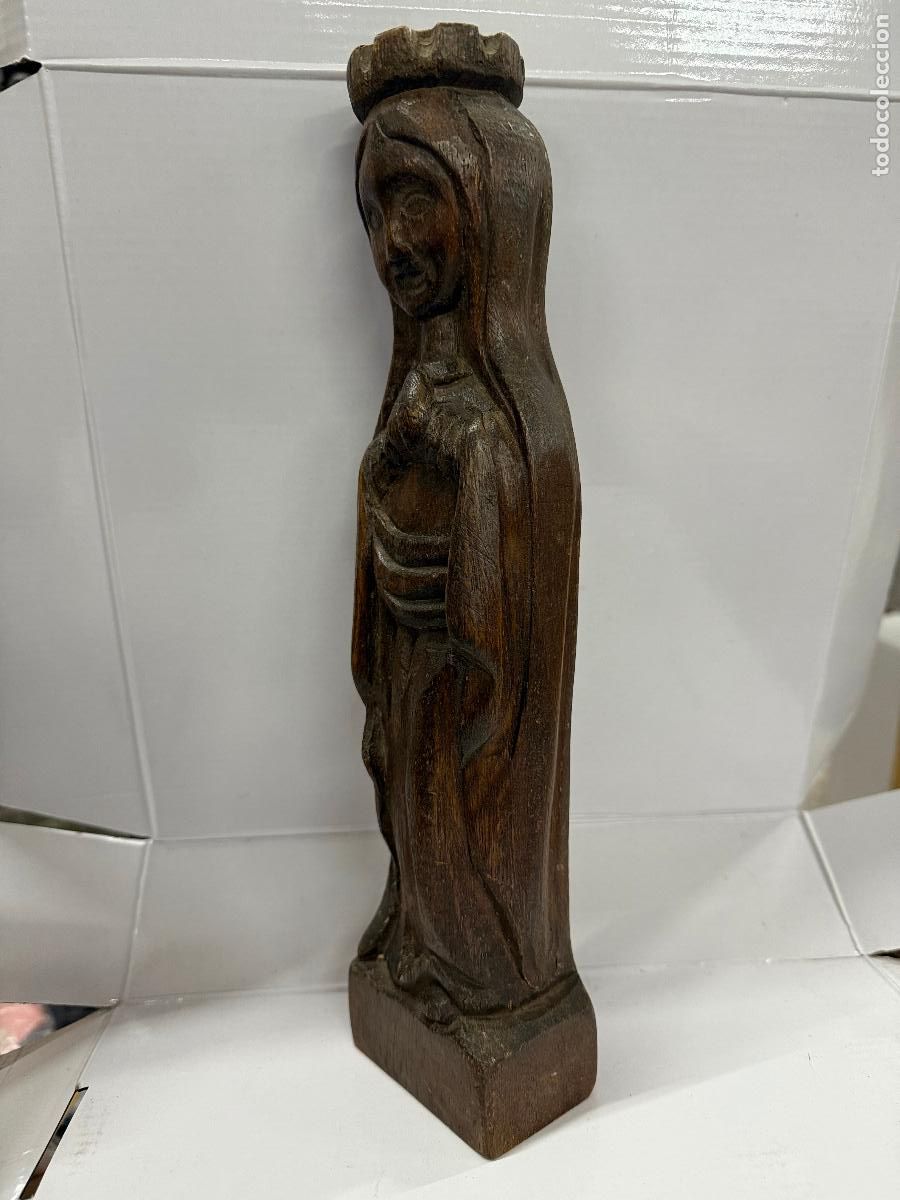 Arte: Virgen en talla de madera. Mide unos 33cms - Foto 7
