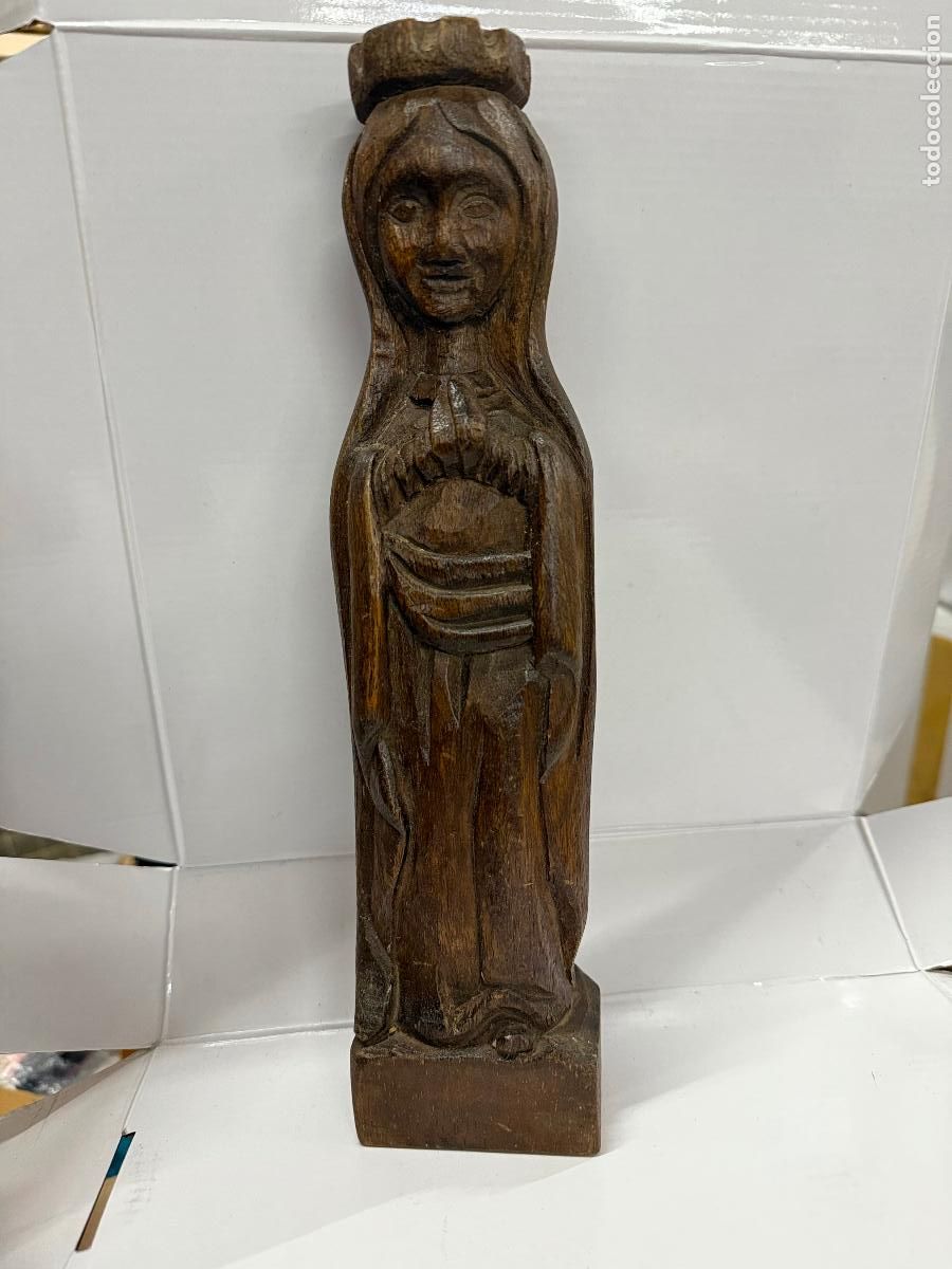Arte: Virgen en talla de madera. Mide unos 33cms - Foto 9