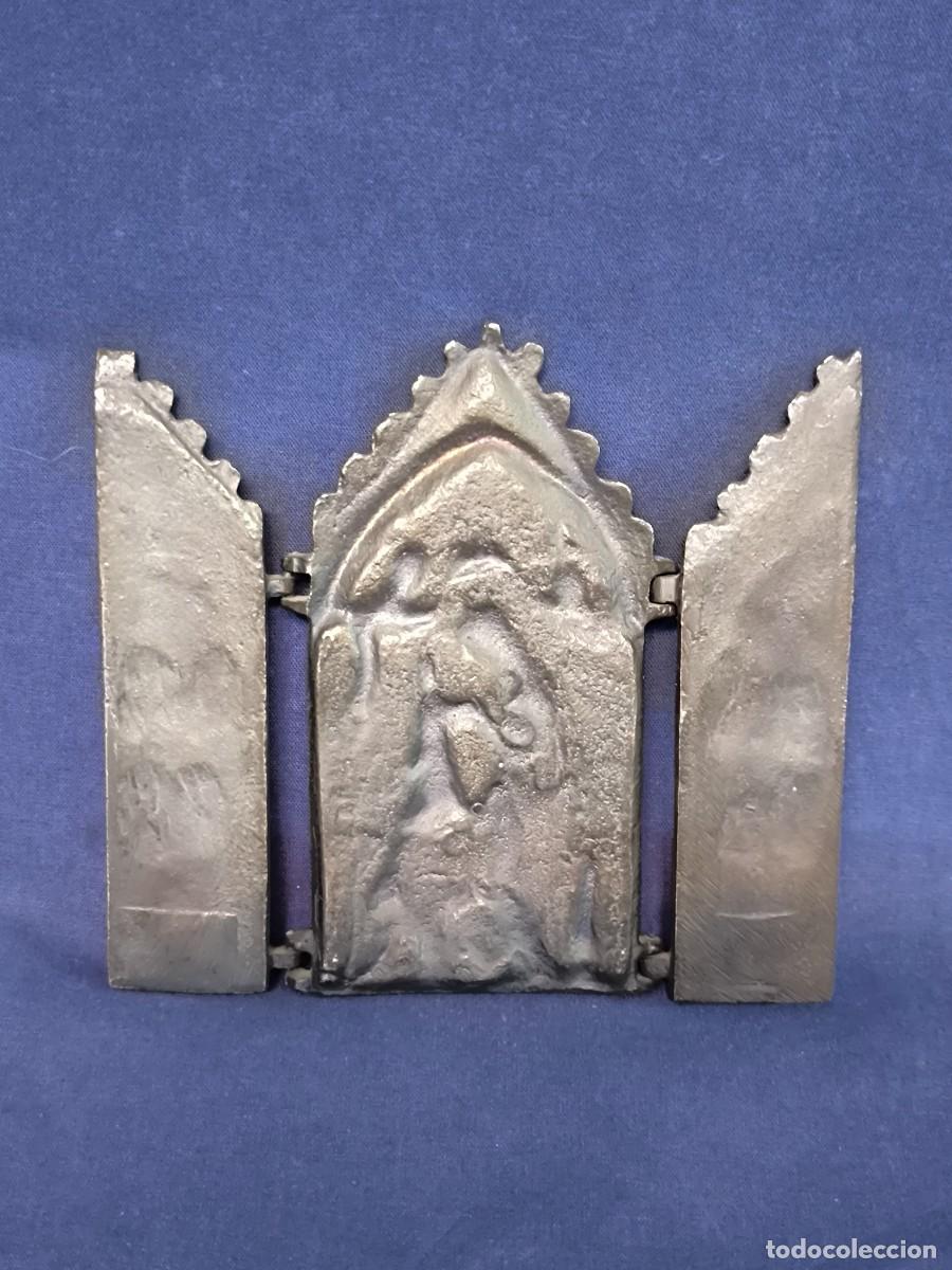 Arte: TRIPTICO RELIGIOSO EN BRONCE Y ESMALTE - Foto 5