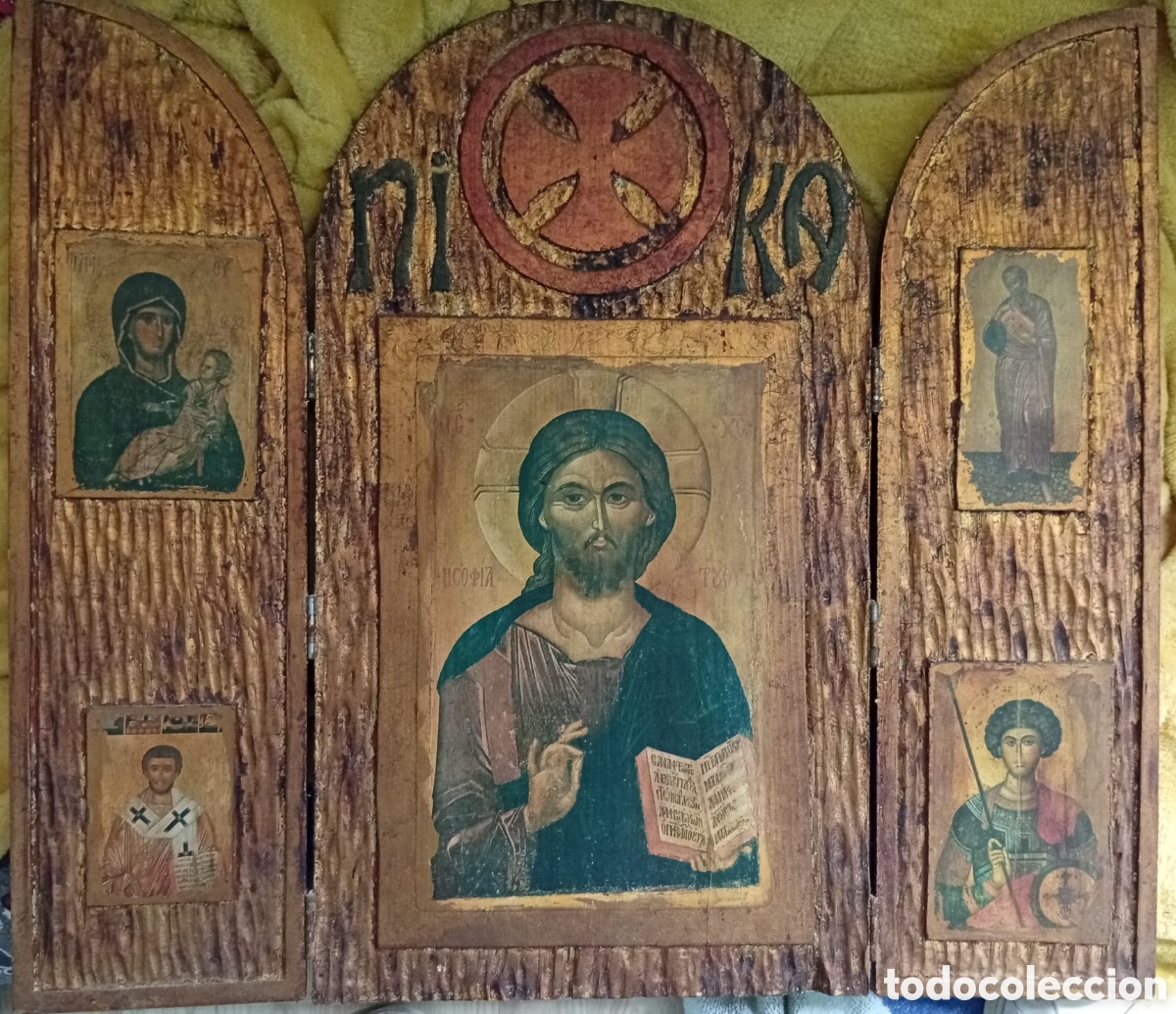 Arte: Tr&iacute;ptico ortodoxo tallado a mano - Foto 2
