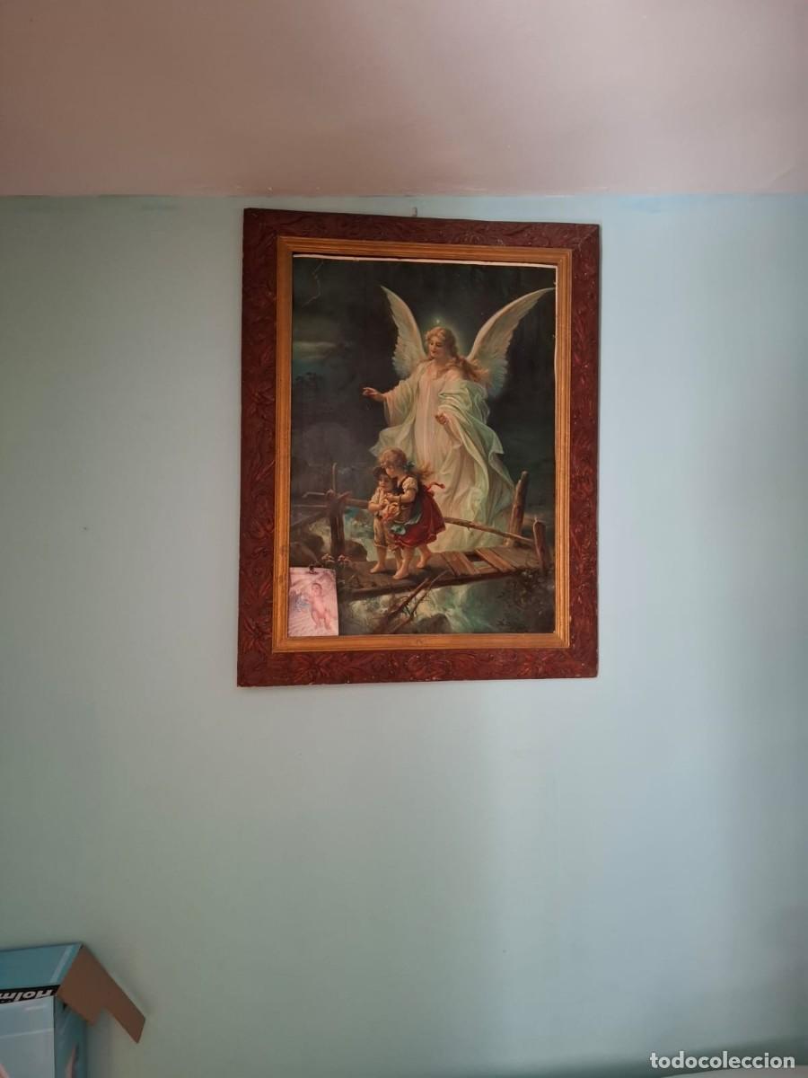 Arte: Cuadro del Angel de la guarda con marco - Foto 1