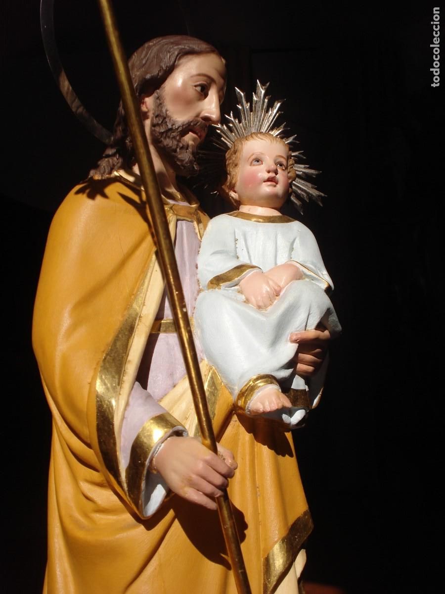 Arte: SAN JOSE CON NI&Ntilde;O TALLA AUREOLAS Y AZUCENA DE PLATA SXIX