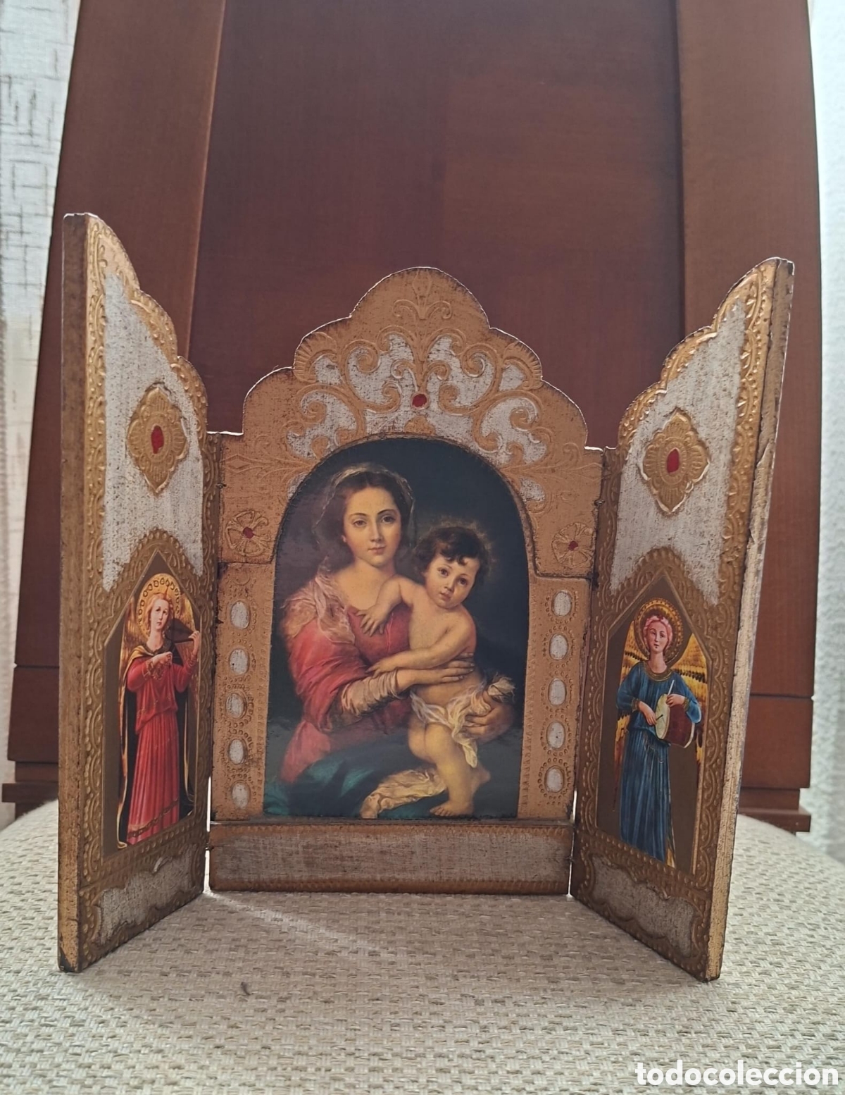 Arte: Tr&iacute;ptico de madera, con preciosas pinturas - Foto 3