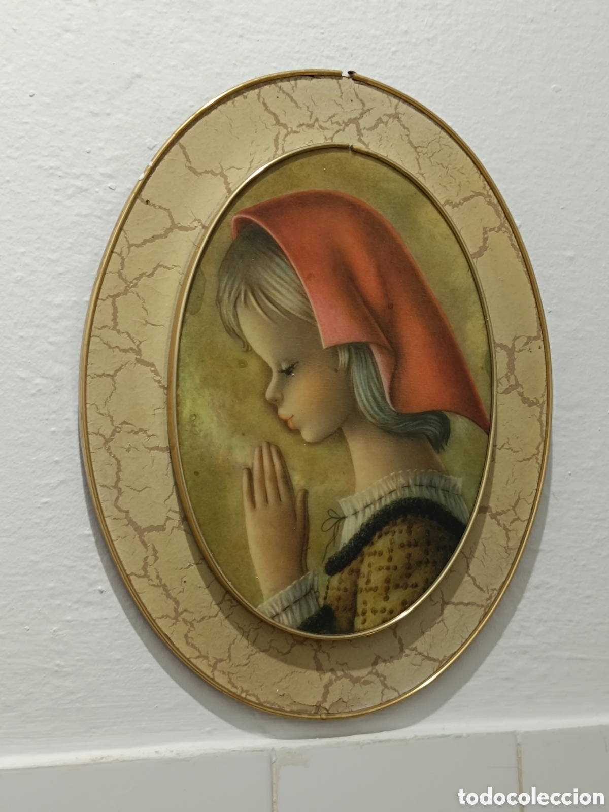 Arte: Cuadro antiguo virgen ni&ntilde;a - Foto 1