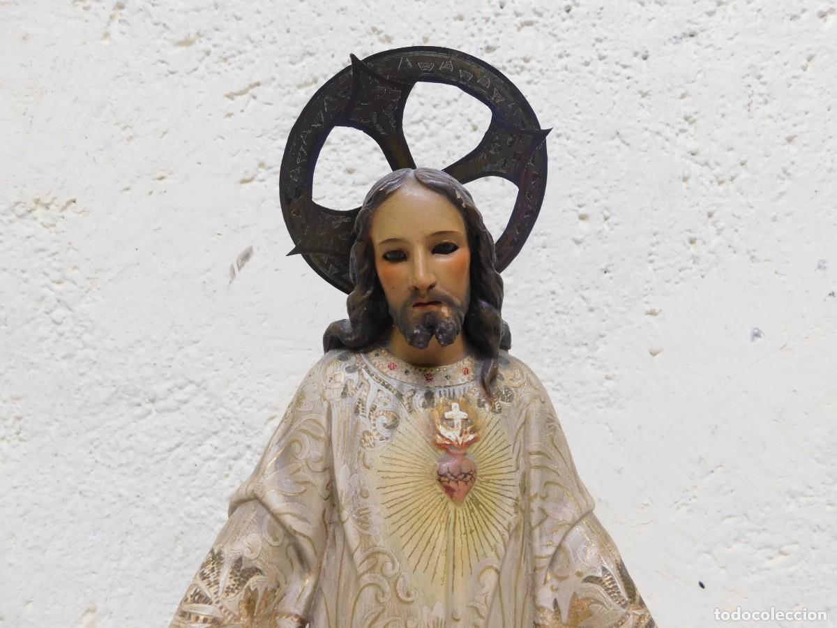 Arte: CRISTO SAGRADO CORAZ&Oacute;N - TALLA DE MADERA - Foto 2