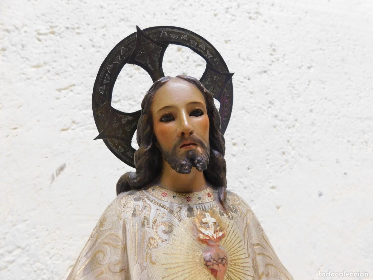 Arte: CRISTO SAGRADO CORAZ&Oacute;N - TALLA DE MADERA - Foto 3