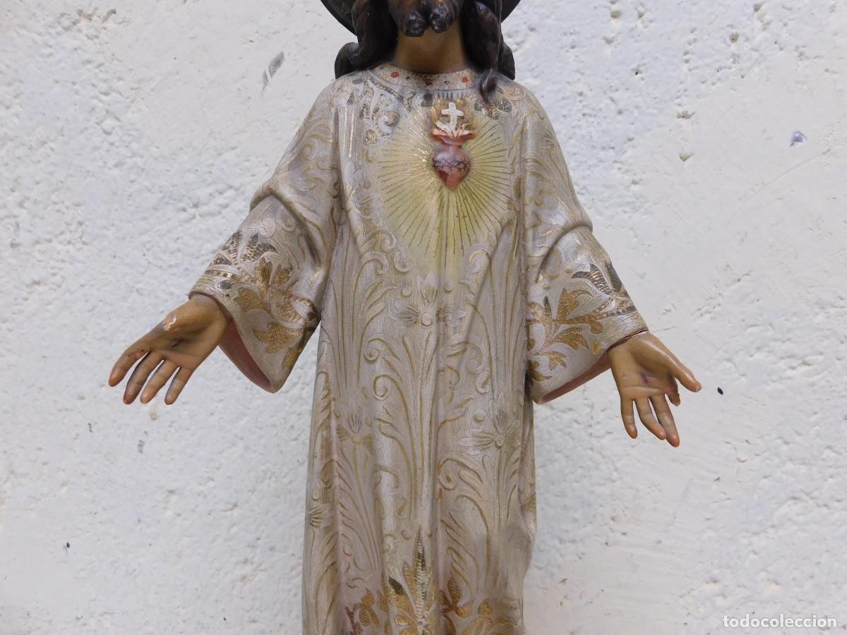 Arte: CRISTO SAGRADO CORAZ&Oacute;N - TALLA DE MADERA - Foto 4